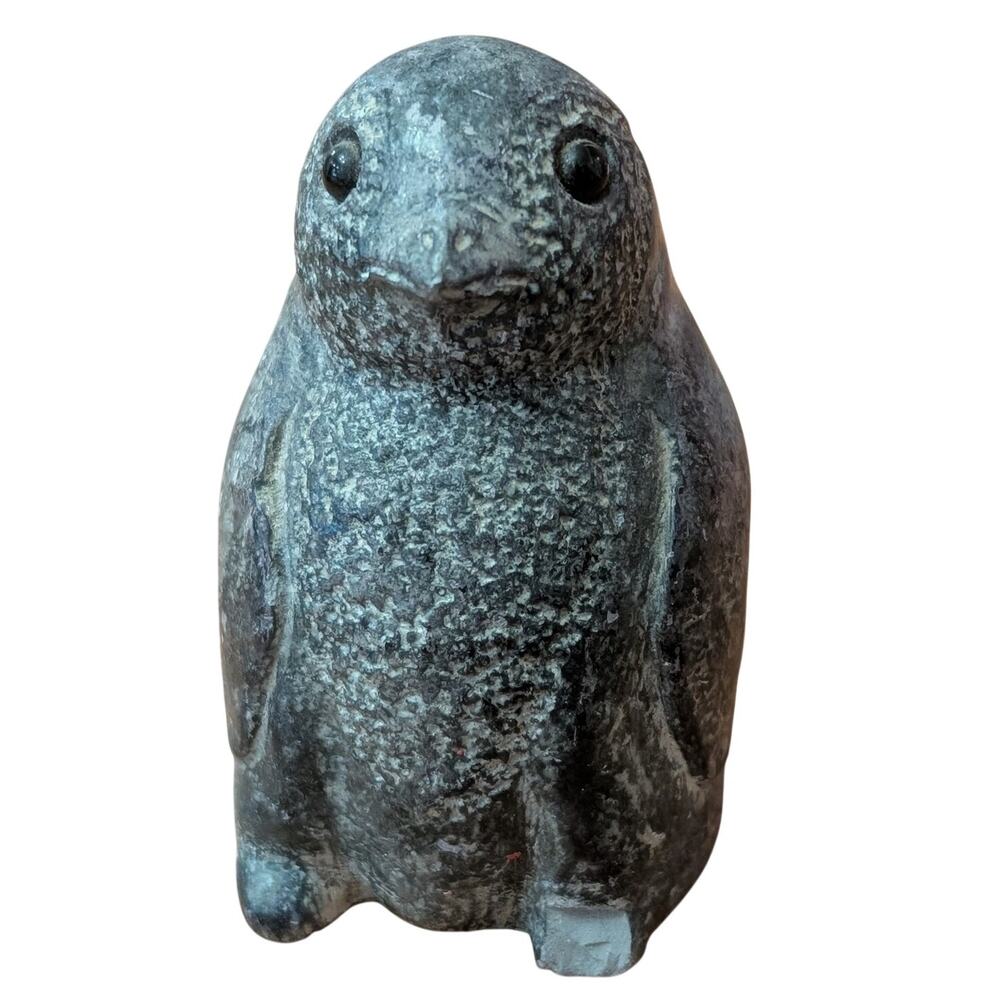 Penguin Soapstone Figurine Handmade-Wolf Original made in Canada